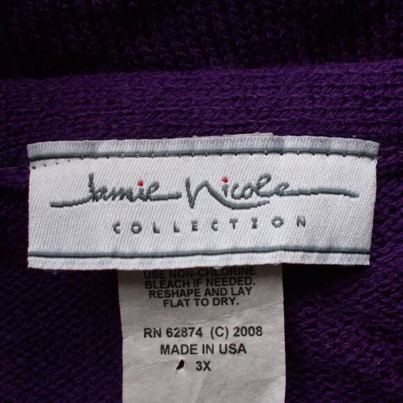 Vintage Jamie Nicole Purple Deep V Neck Plus Size Knit Sweater Sz 2X - Picture 4 of 5